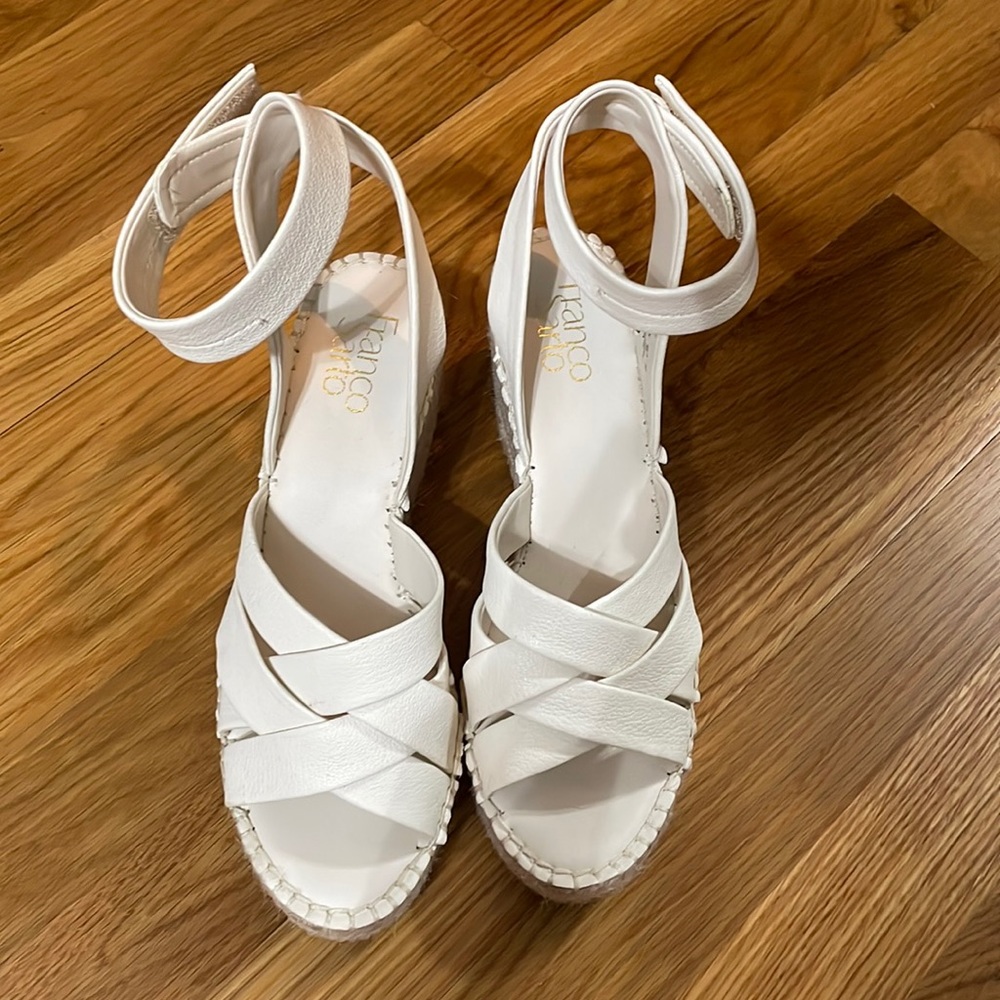 Franco Sarto White Wedge Sandals